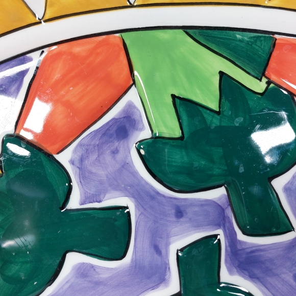 Clay Art Sizzling Chilis Platter Chip Bowl Dish Ceramic Vibrant Southwestern - Picture 8 of 8